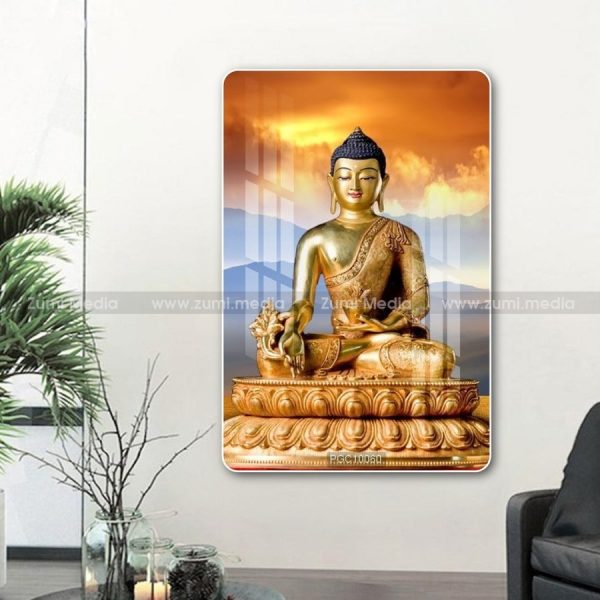 Tranh treo tường Đức Phật Thích Ca ngồi tòa sen vàng